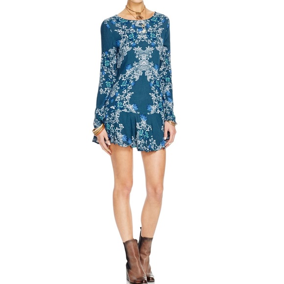 Free People Blue Floral Tunic - Picture 2 of 5